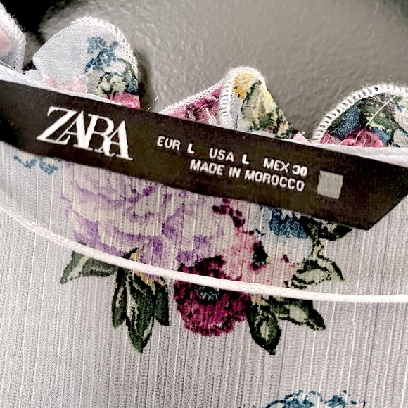 Zara floral cropped guipure top / blouse with long sleeves - Picture 5 of 5